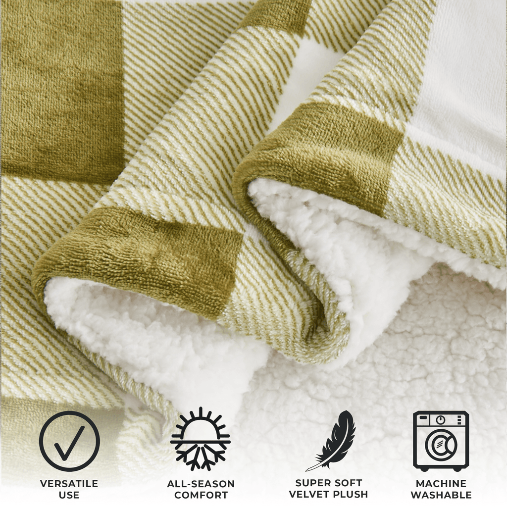 Great Bay Home Velvet Plush Sherpa Blanket, Kinsley Collection