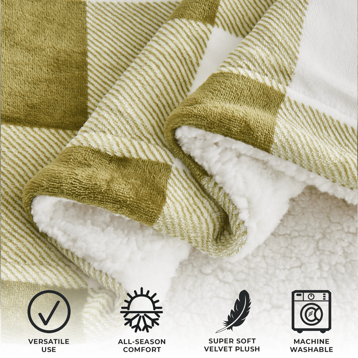 Great Bay Home Velvet Plush Sherpa Blanket, Kinsley Collection