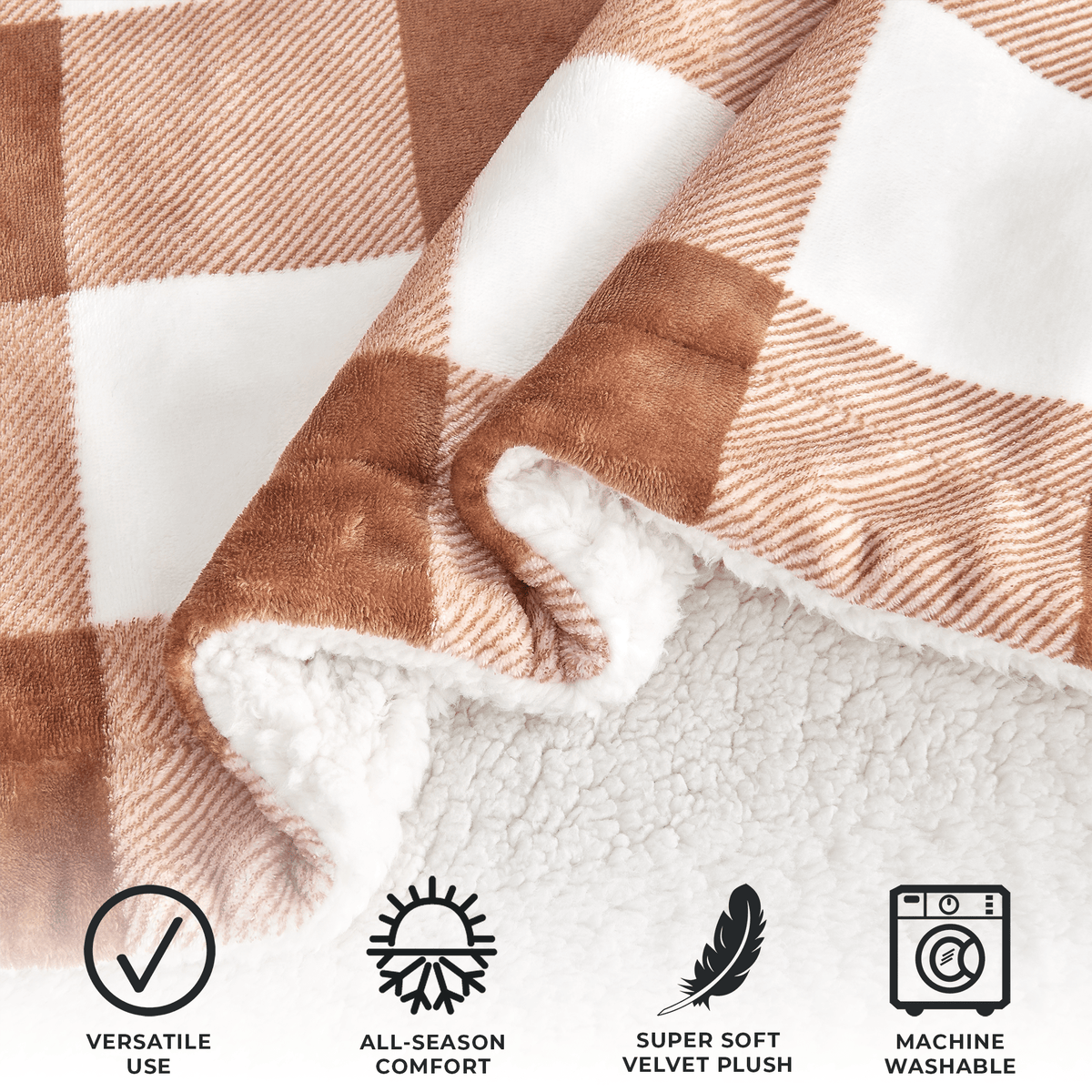 Great Bay Home Velvet Plush Sherpa Blanket, Kinsley Collection