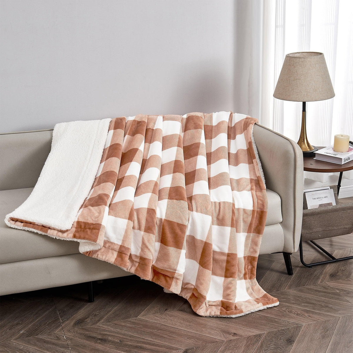 Great Bay Home Velvet Plush Sherpa Blanket, Kinsley Collection