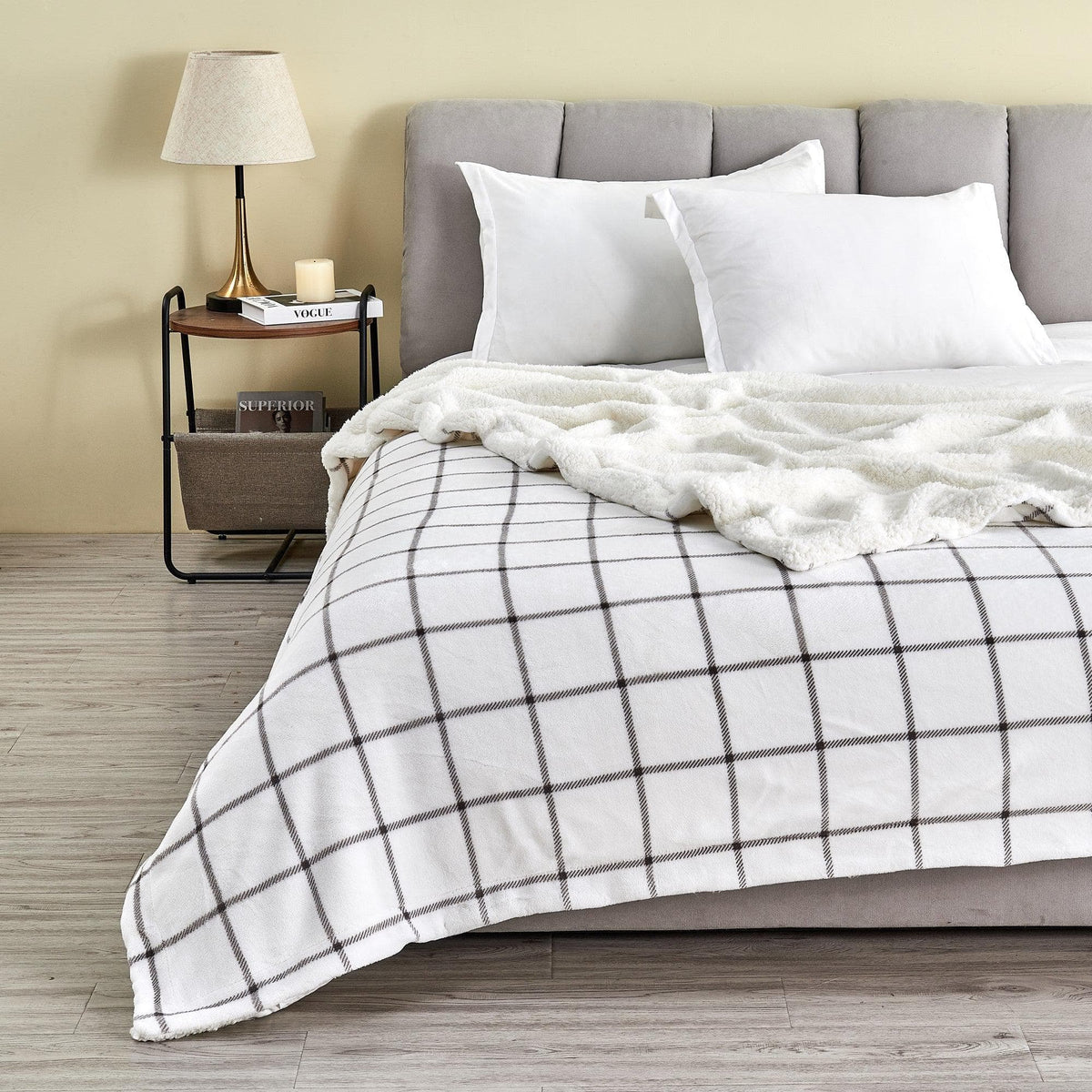 Great Bay Home Velvet Plush Sherpa Blanket, Kinsley Collection