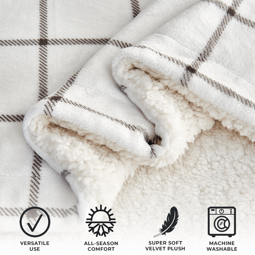 Great Bay Home Velvet Plush Sherpa Blanket, Kinsley Collection