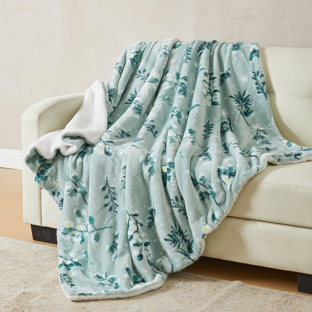 Great Bay Home Velvet Plush Sherpa Blanket, Kinsley Collection