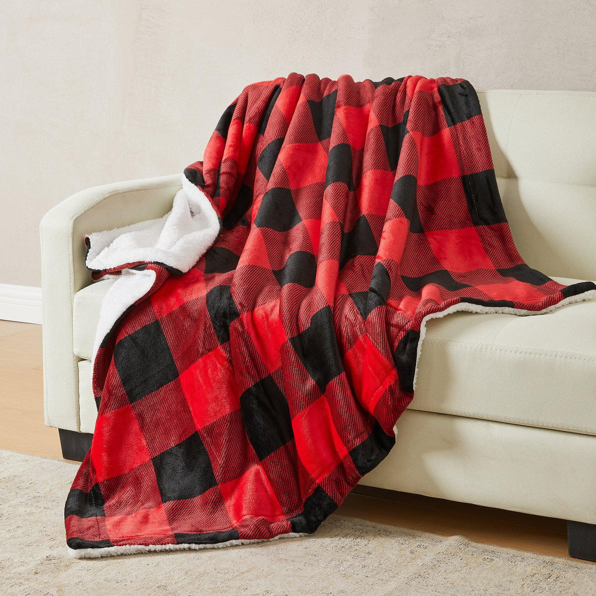 Great Bay Home Velvet Plush Sherpa Blanket, Kinsley Collection