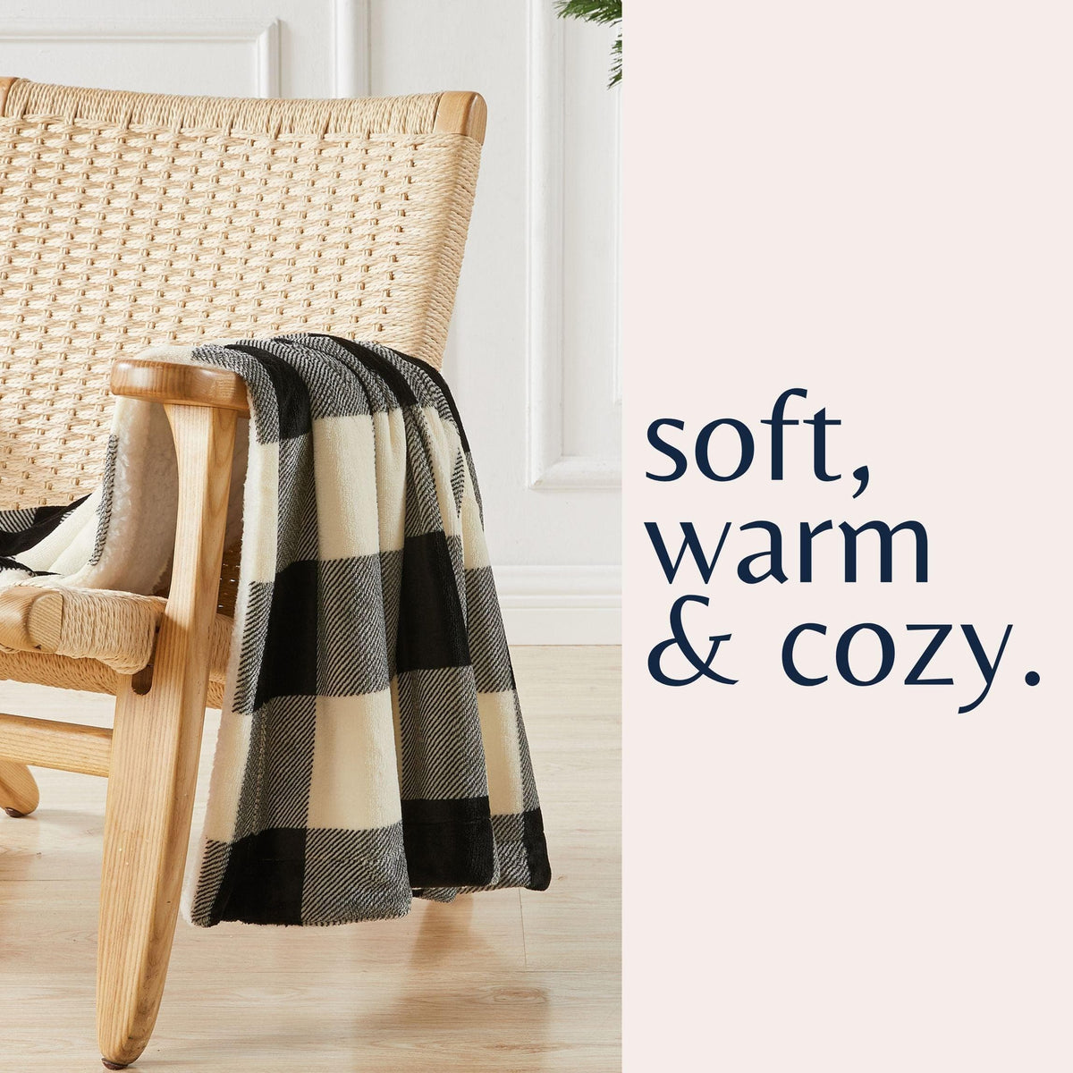 Great Bay Home Velvet Plush Sherpa Blanket, Kinsley Collection