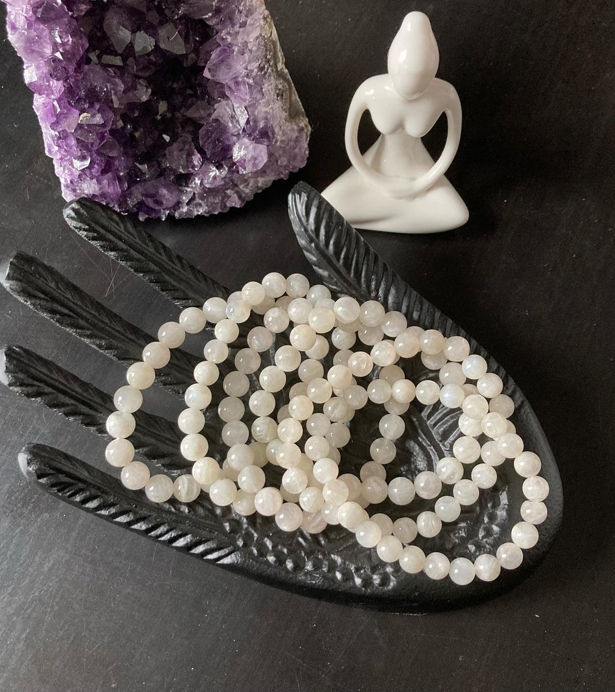 8mm natural moonstone bead stretch bracelet