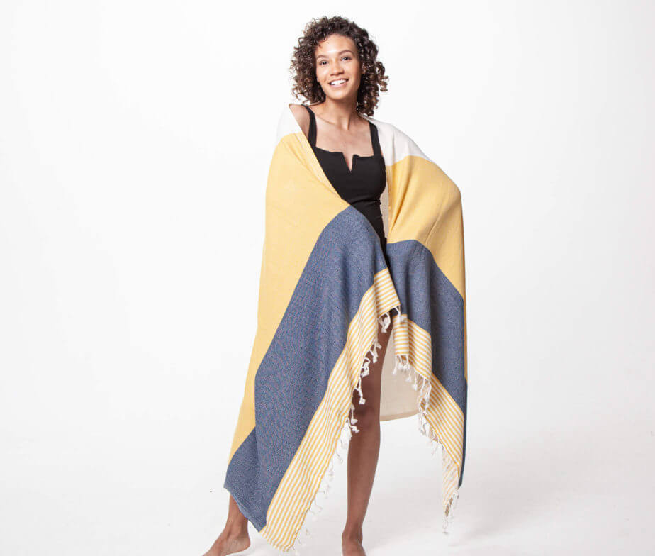 buldano handwoven striped Turkish cotton towel