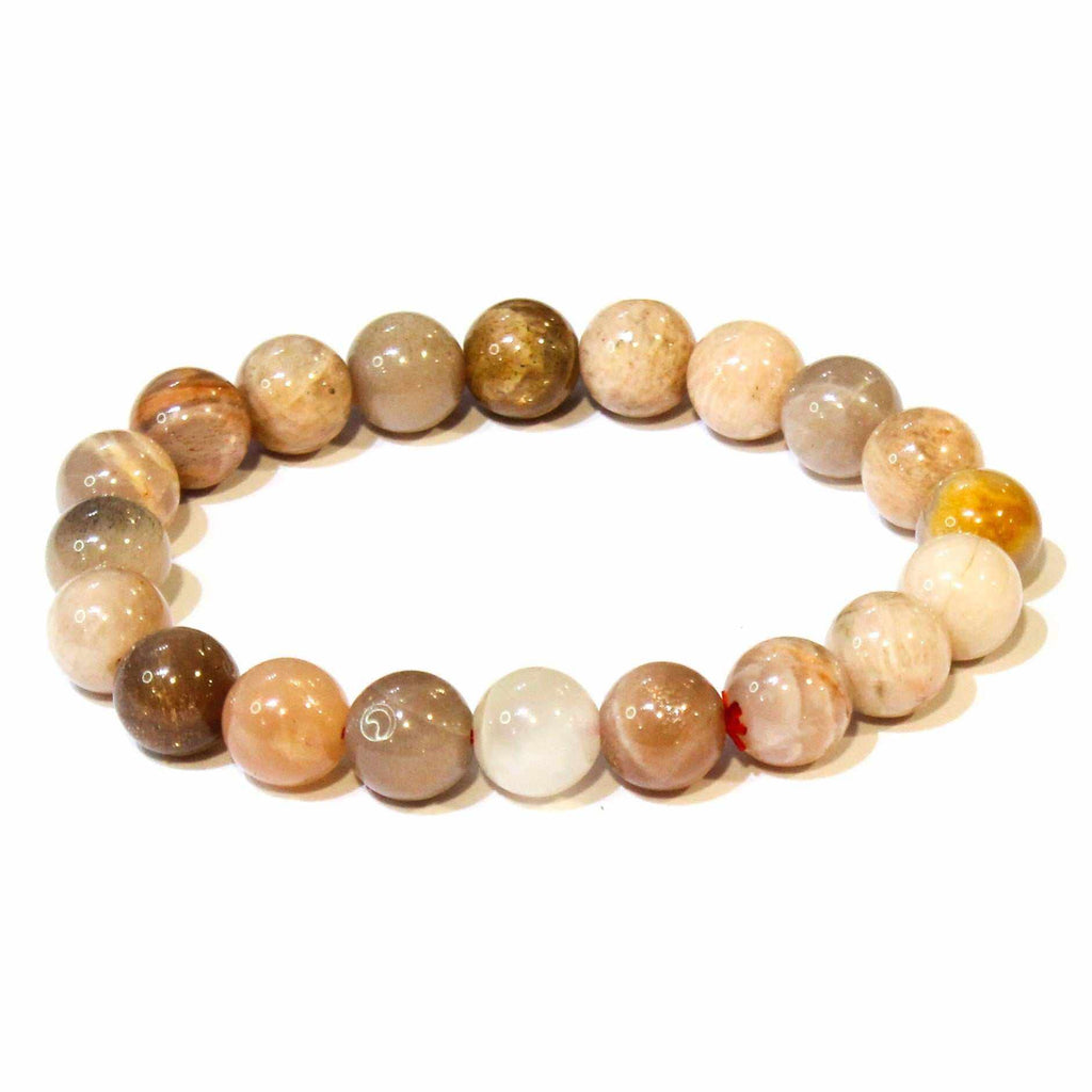 Moonstone round bead stretch bracelet, view 4