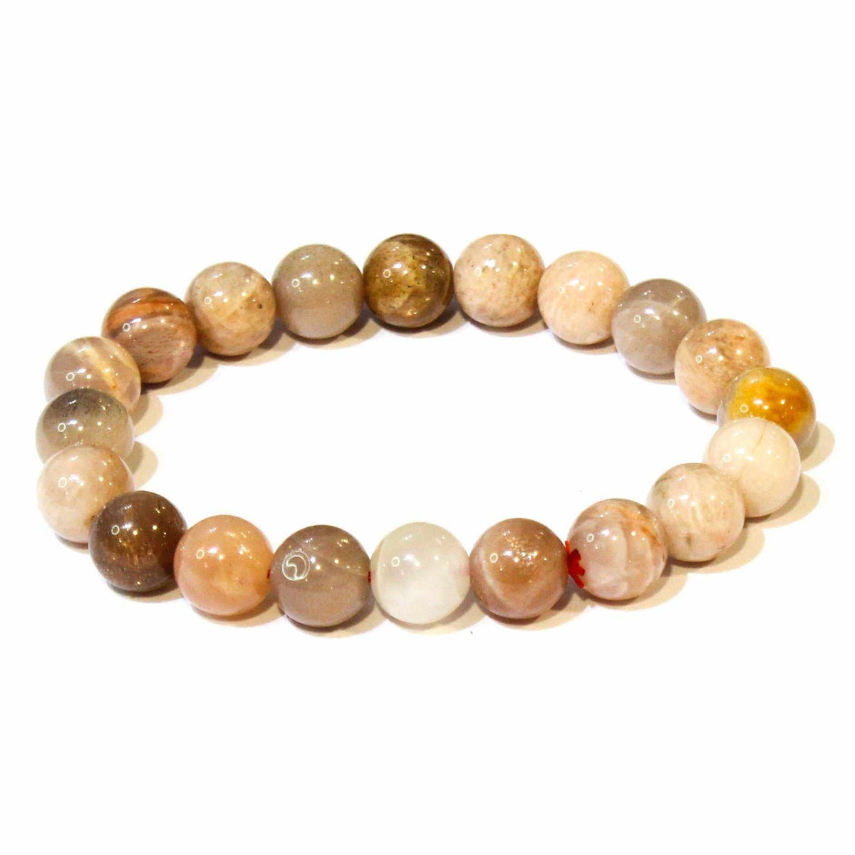 Moonstone round bead stretch bracelet, view 4