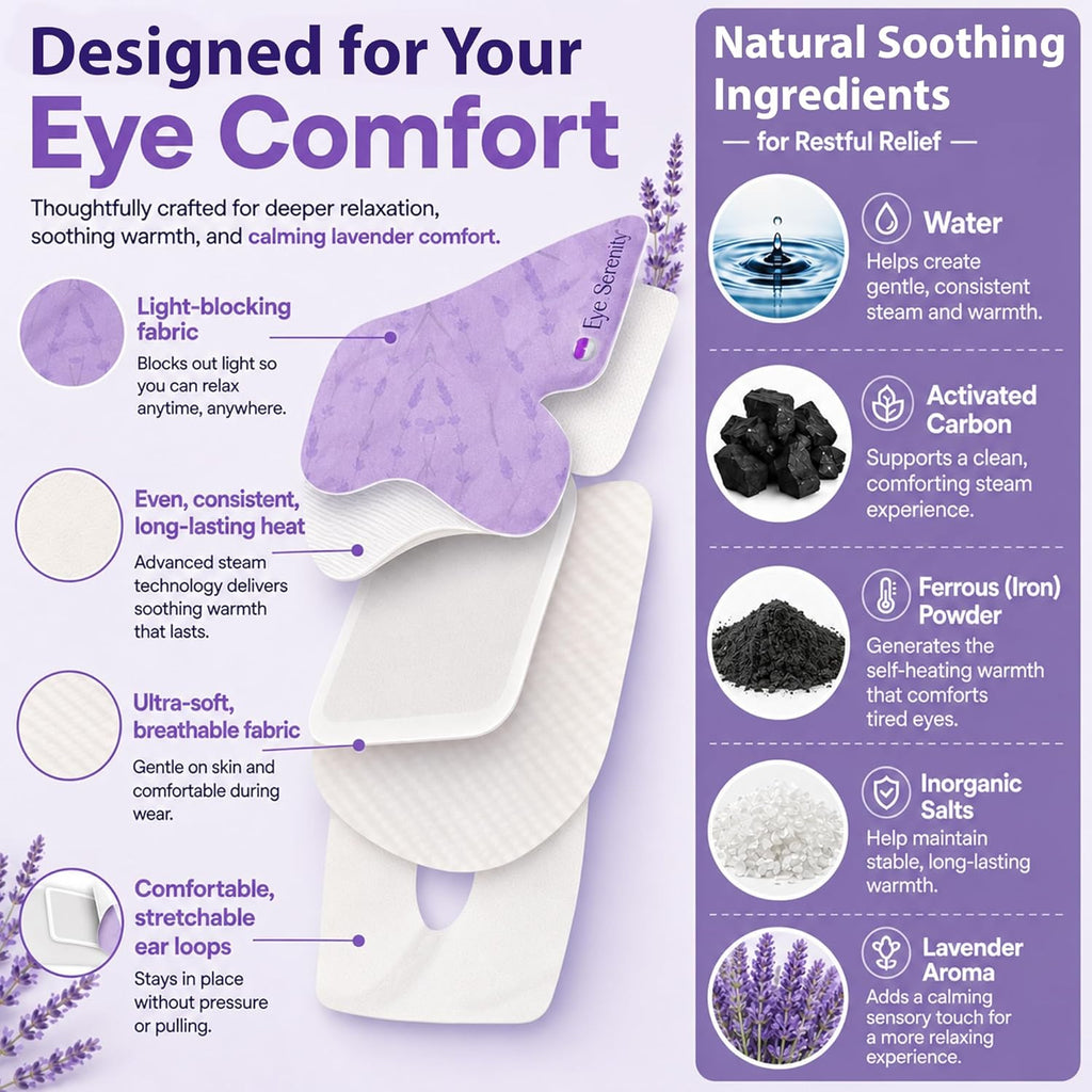 Eye Serenity Self-Heating Steam Eye Mask, Lavender