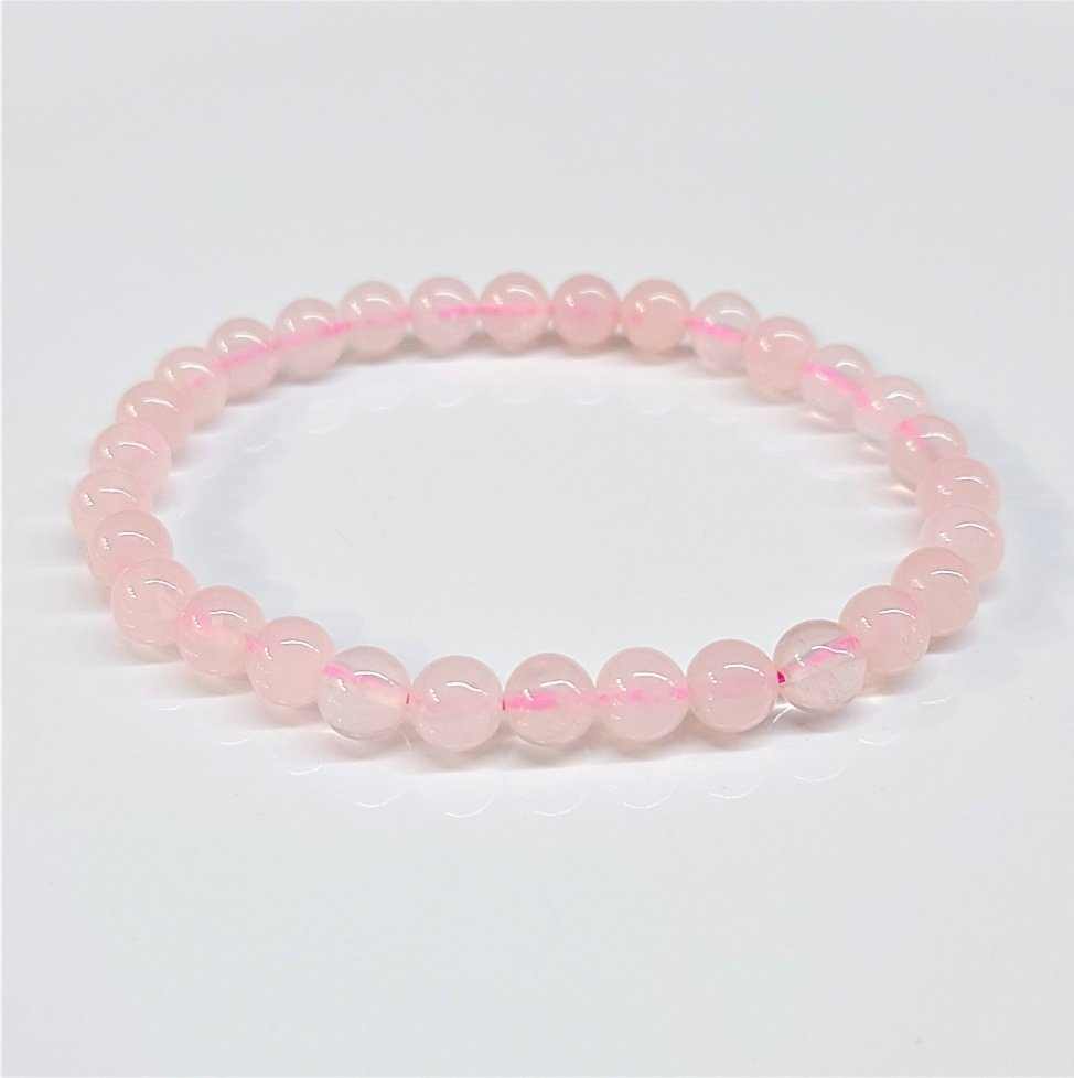 Rose quartz round bead stretch bracelet, view 3