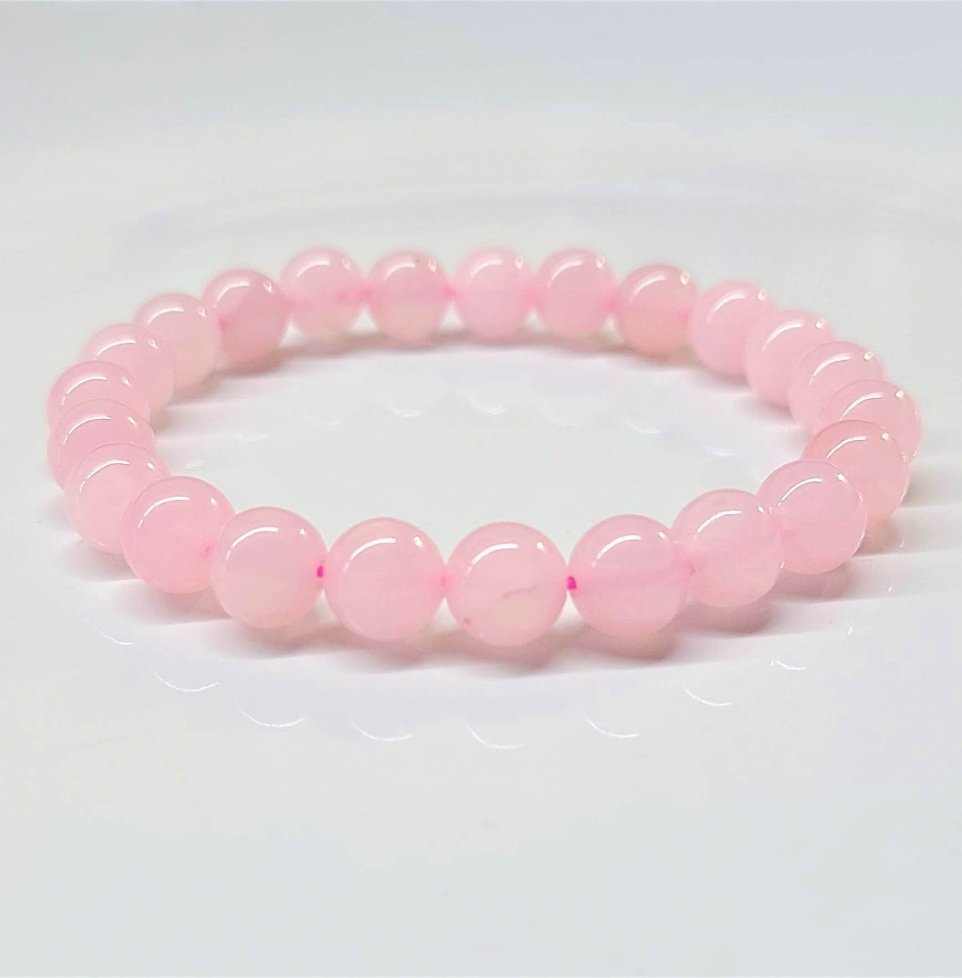 Rose quartz round bead stretch bracelet