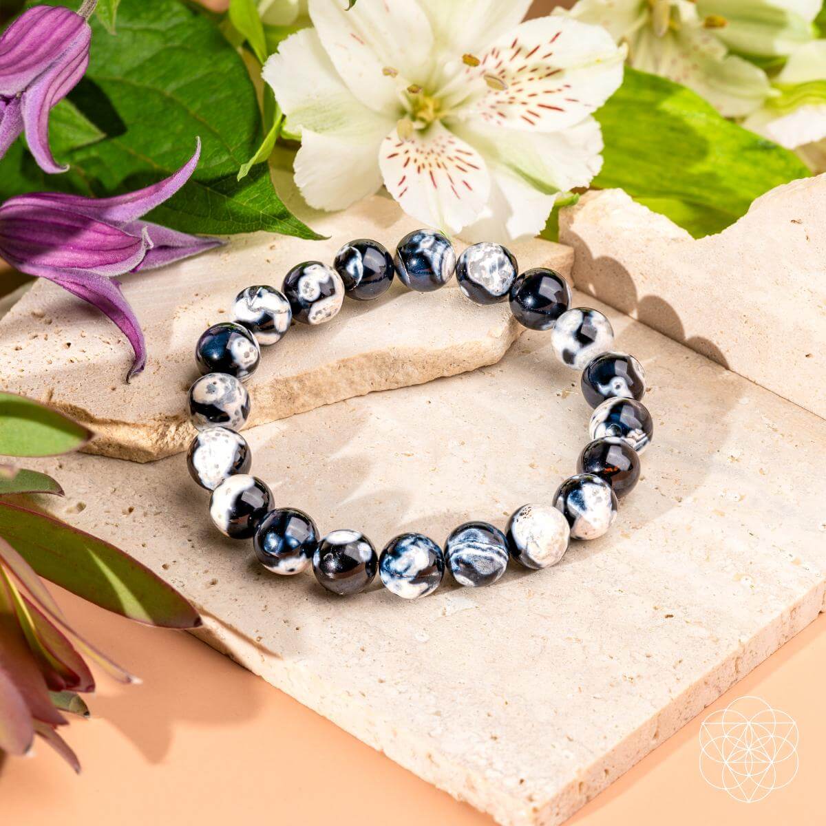 Three gemstone bracelets: protection, orca agate and quadruple protection, view 3