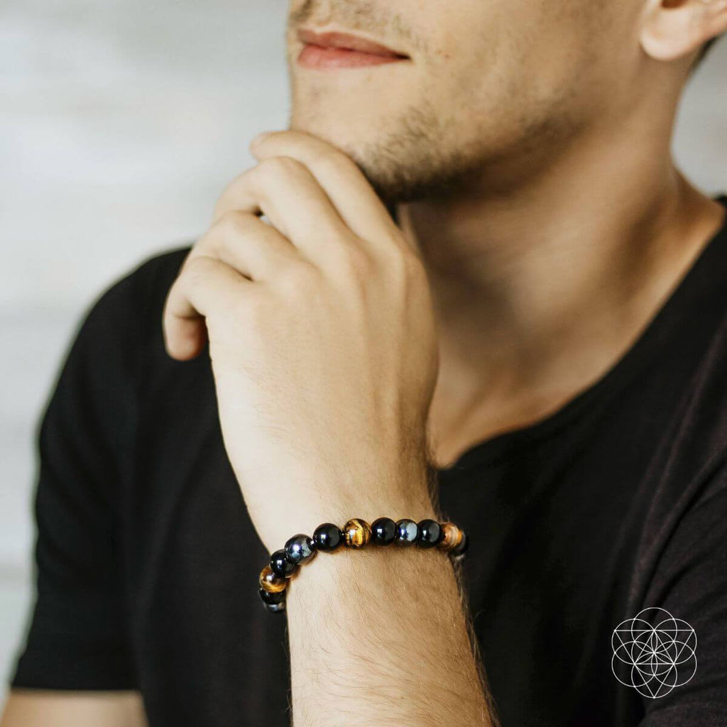 Three gemstone bracelets: protection, orca agate and quadruple protection, view 5