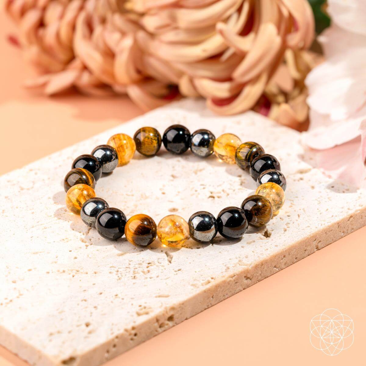 Three gemstone bracelets: protection, orca agate and quadruple protection, view 4