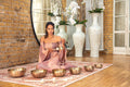 Bronze Tibetan singing bowl chakra set of 7 with mallets