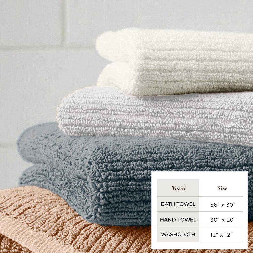 Great Bay Home Ribbed Turkish Cotton Bath Towel Set, 6 Pieces