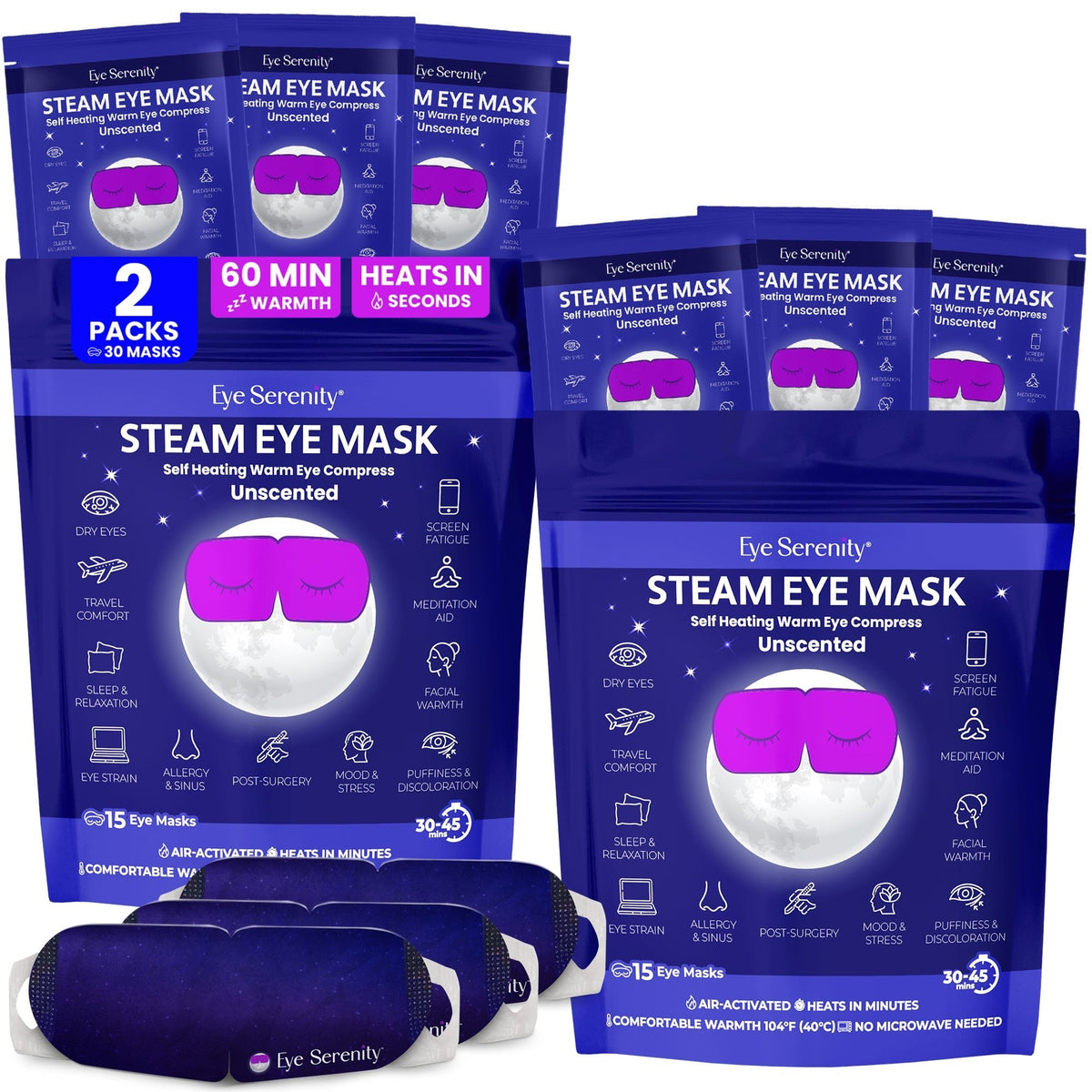 Eye Serenity Self-Heating Steam Eye Mask, Unscented