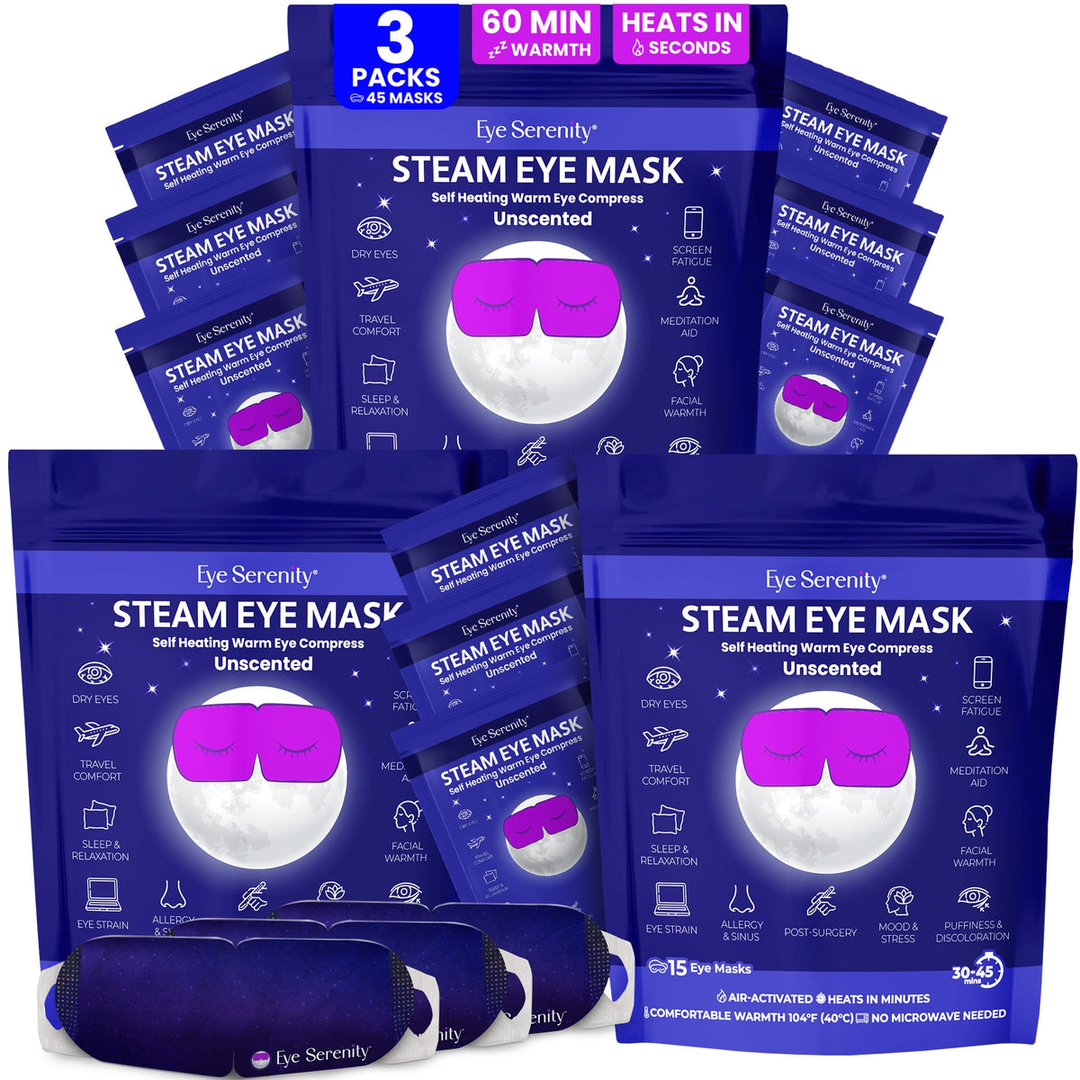 Eye Serenity Self-Heating Steam Eye Mask, Unscented