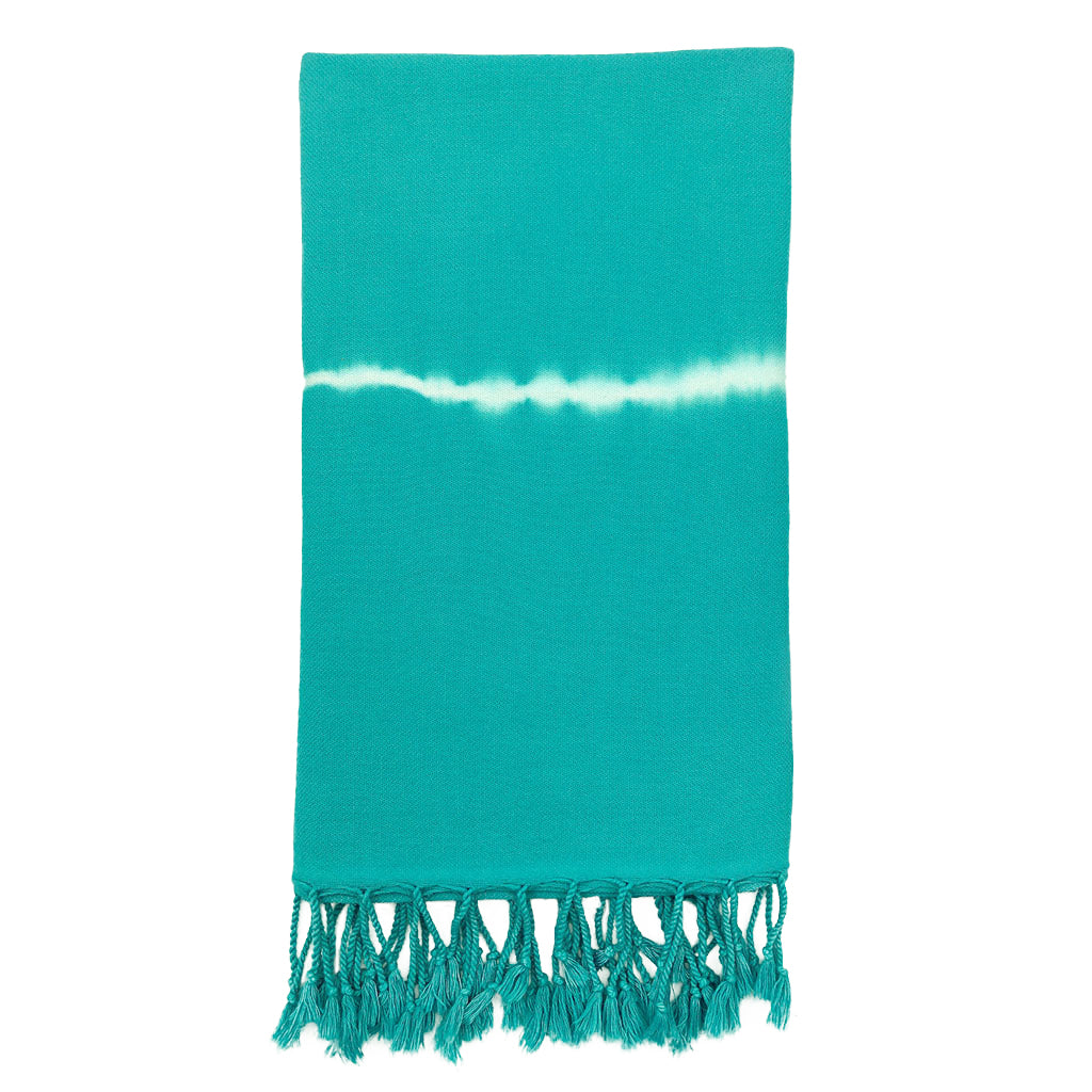 Teal tie dye Turkish beach towel