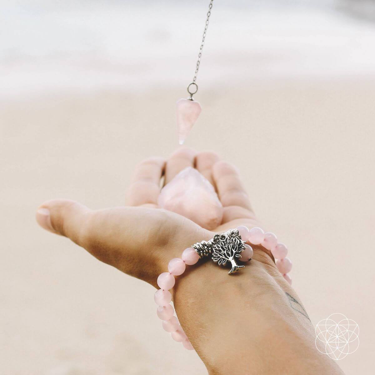 Rose Quartz Crystal Set – Stone, Bracelet & Pendulum