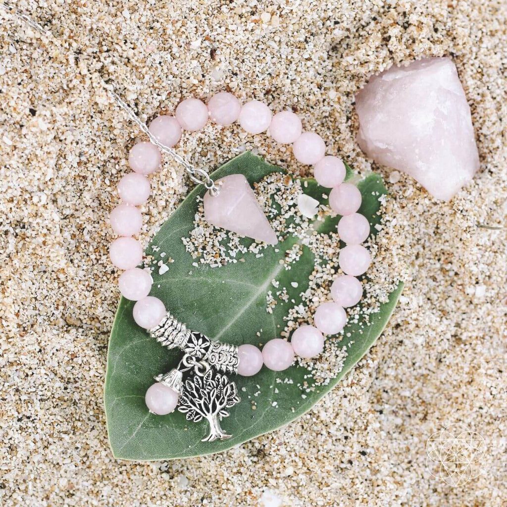 Rose Quartz Crystal Set – Stone, Bracelet & Pendulum