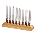 16 planetary tuning fork set with wooden holder, weighted