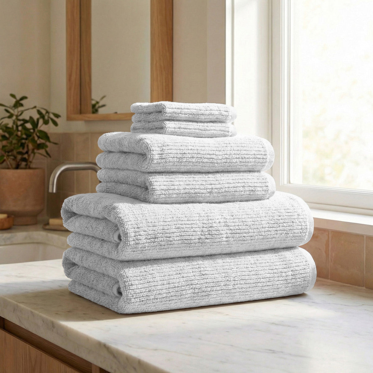 Great Bay Home ribbed Turkish cotton bath towel set